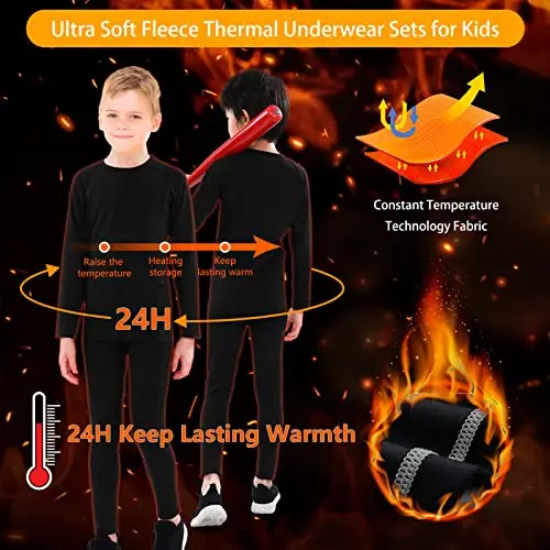 TBoonor Biancheria Intima Termica per Bambini Set di Biancheria Intima da Sci Bambini Funzionale Camicia Termico miniatura 2