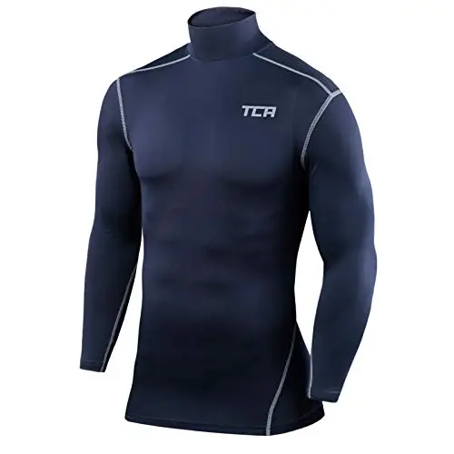 TCA PRO Performance Bambino Maglia Collo Alto a Maniche Lunghe - Blu Scuro (Vecchio), M Ragazzi