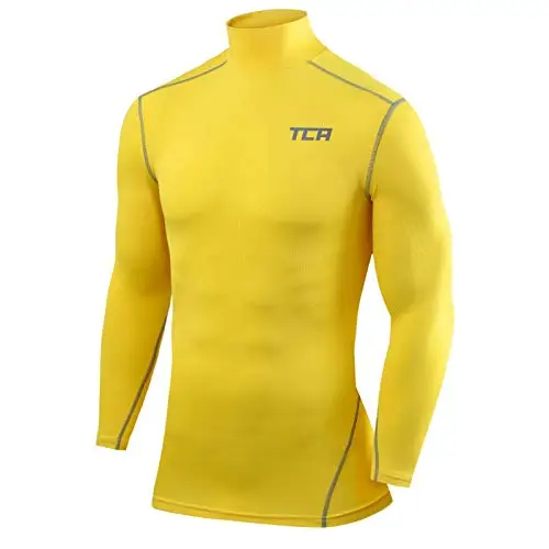 TCA PRO Performance Bambino Maglia Collo Alto a Maniche Lunghe - Giallo (Vecchio), M Ragazzi
