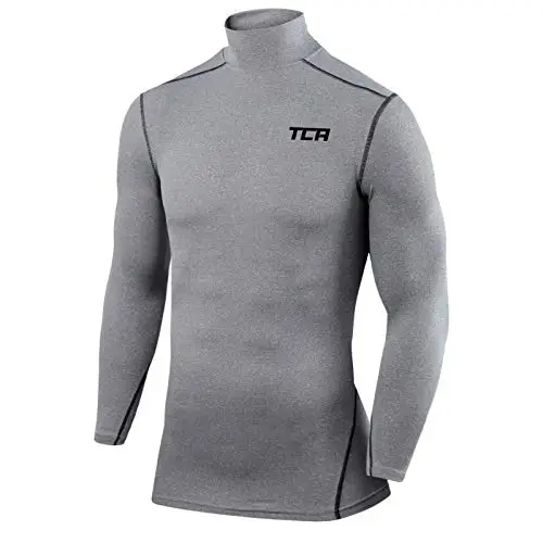 TCA PRO Performance Bambino Maglia Collo Alto a Maniche Lunghe - Grigio Chiaro (Vecchio), XL Ragazzi