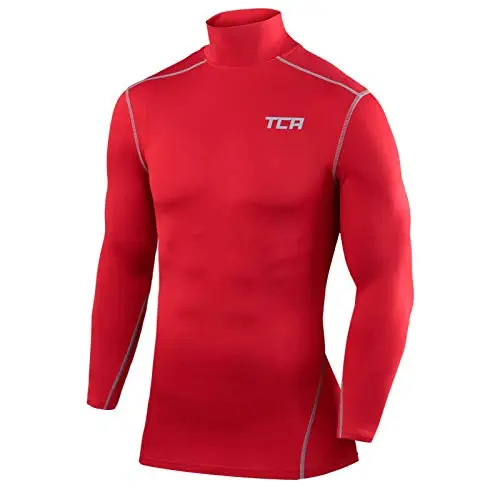 TCA PRO Performance Bambino Maglia Collo Alto a Maniche Lunghe - Rosso (Vecchio), XL Ragazzi