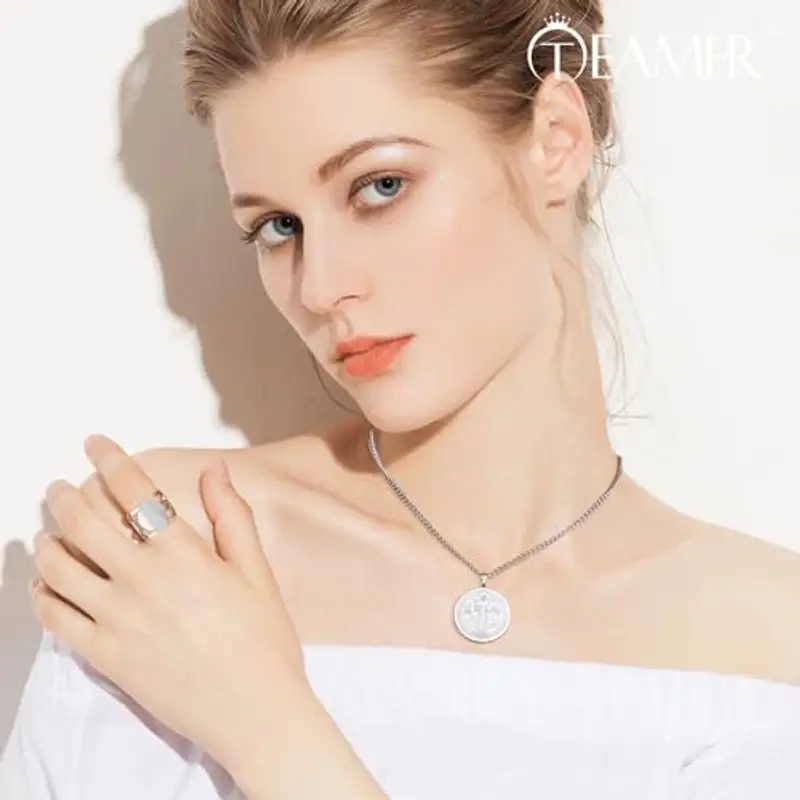 TEAMER Collana di San Benedetto in acciaio inossidabile Ciondolo di San Benedetto Croce di Gesù Amuleto religioso di forza Pace Preghiera Gioielli per uomini donne (Collana San Benedetto - Argento) miniatura 2