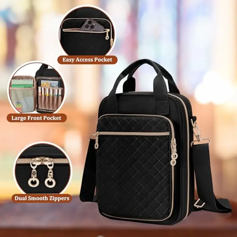 Teamoy Borsa per Bibbia con Tracolla, Custodia per Studio e Chiesa, Protettiva con Manico, Nero miniatura 2