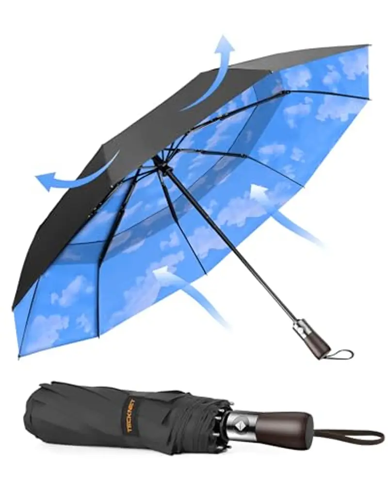 TECKNET Ombrello, ombrello pieghevole automatico, leggero e robusto, resistente alle tempeste, facile da aprire e