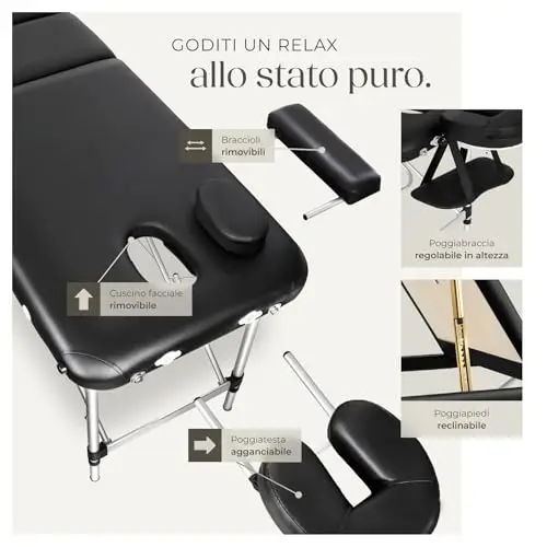 TecTake® Lettino da Massaggio Pieghevole a 3 Zone, Lettino Massaggio Portatile, Lettino Estetista con Poggiatesta e miniatura 3