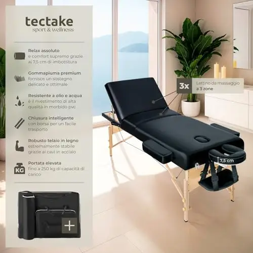 TecTake® Lettino da Massaggio Somwang, Lettino Massaggio Pieghevole, Altezza Regolabile, Carico Massimo 250 kg, Inclusi miniatura 2