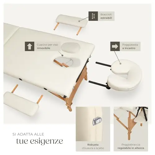 TecTake® Lettino Massaggi Portatile 2 Zone, Pieghevole, Poggiatesta Rimovibile, Rivestimento Idrorepellente, Bracciolo miniatura 3