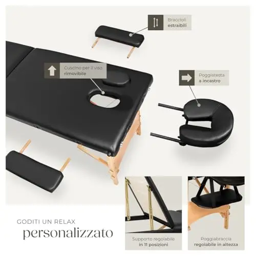 TecTake® Lettino Massaggio 3 zone, Pieghevole, Portatile, Rivestimento Vinile Idrorepellente, Lettino con Poggiatesta miniatura 3