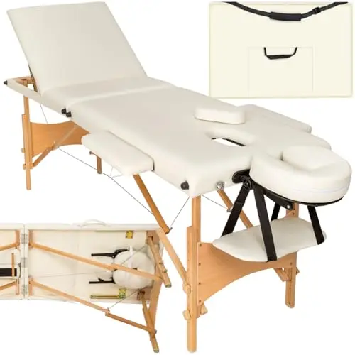 TecTake® Lettino Massaggio 3 zone, Pieghevole, Portatile, Rivestimento Vinile Idrorepellente, Lettino con Poggiatesta