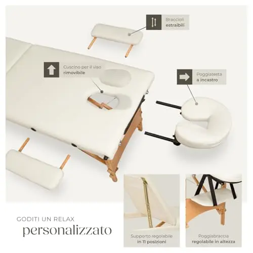 TecTake® Lettino Massaggio 3 zone, Pieghevole, Portatile, Rivestimento Vinile Idrorepellente, Lettino con Poggiatesta miniatura 3
