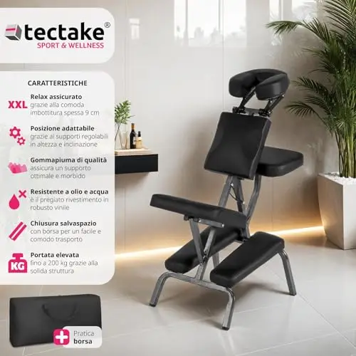 TecTake® Sedia da Massaggi Portatile, Poltrona Fisioterapia con Telaio in Metallo Stabile, Imbottitura Spessa miniatura 2