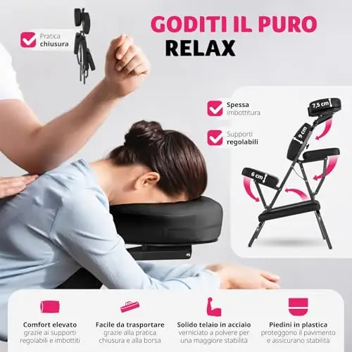 TecTake® Sedia da Massaggi Portatile, Poltrona Fisioterapia con Telaio in Metallo Stabile, Imbottitura Spessa miniatura 3