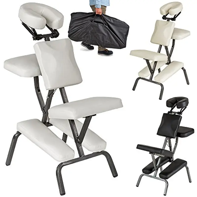 TecTake® Sedia da Massaggi Portatile, Poltrona Fisioterapia con Telaio in Metallo Stabile, Imbottitura Spessa,