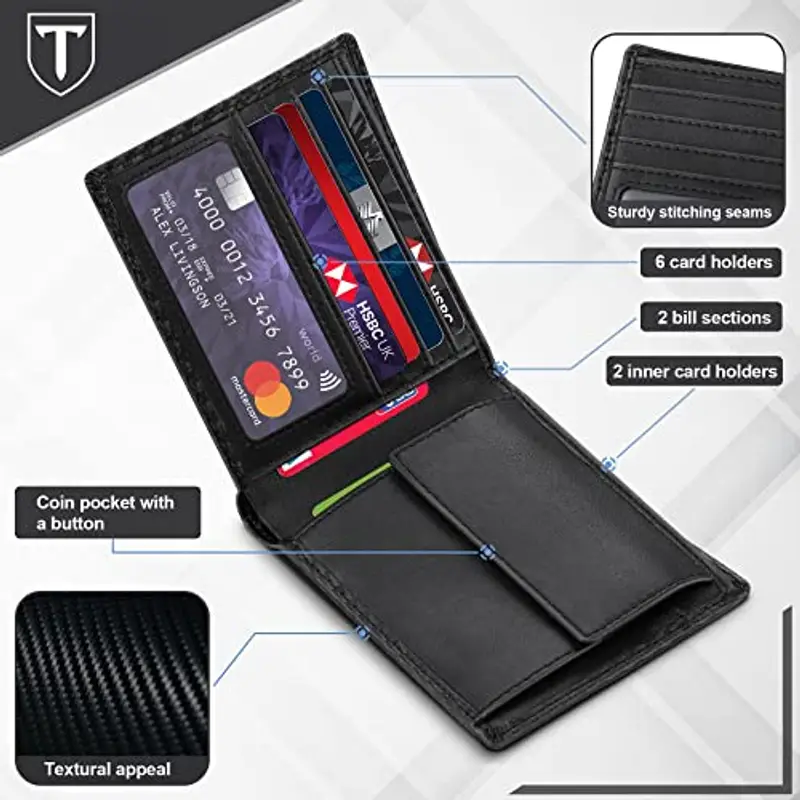 TEEHON Portamonete Uomo Nero 807923 miniatura 2