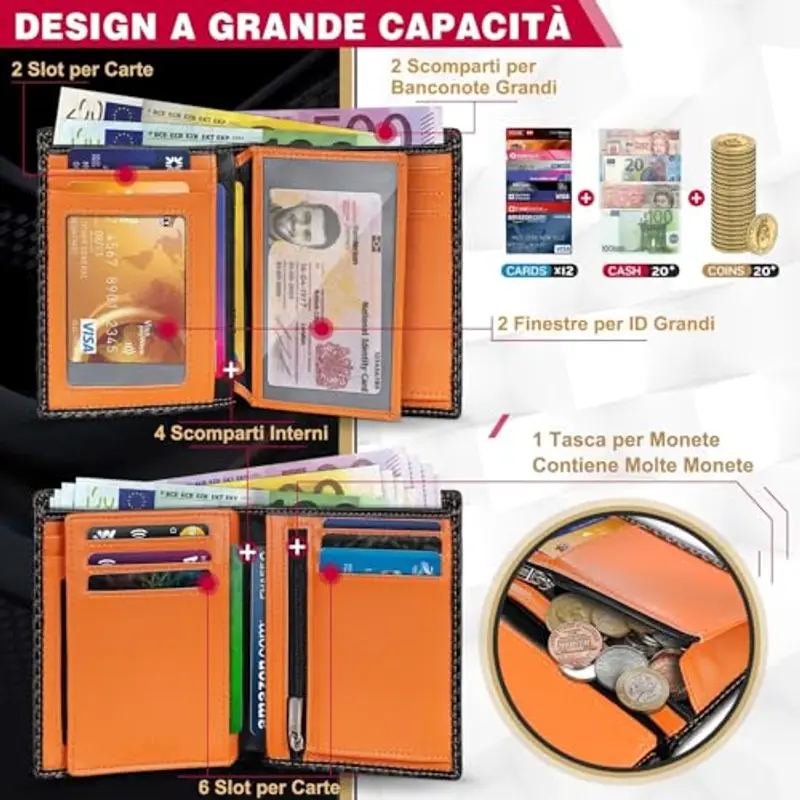 TEEHON Portamonete Uomo Nero 1584939 miniatura 2