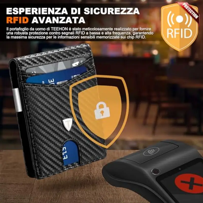 TEEHON Porta carte di credito Uomo Nero 797198 miniatura 3
