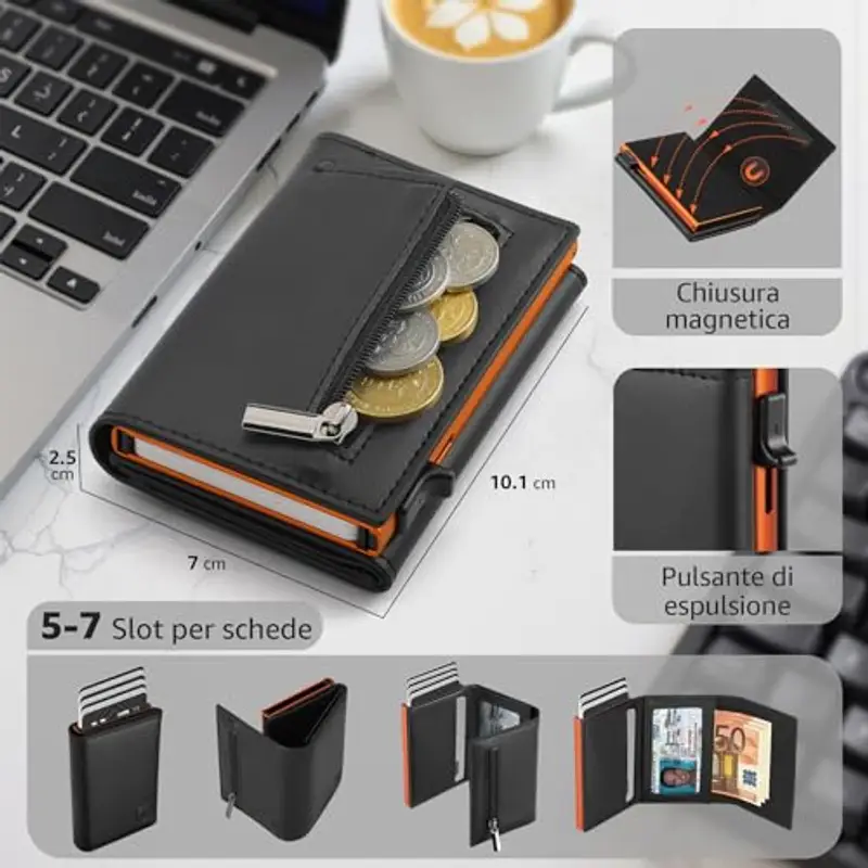 TEEHON Portamonete Uomo Nero 1584837 miniatura 2