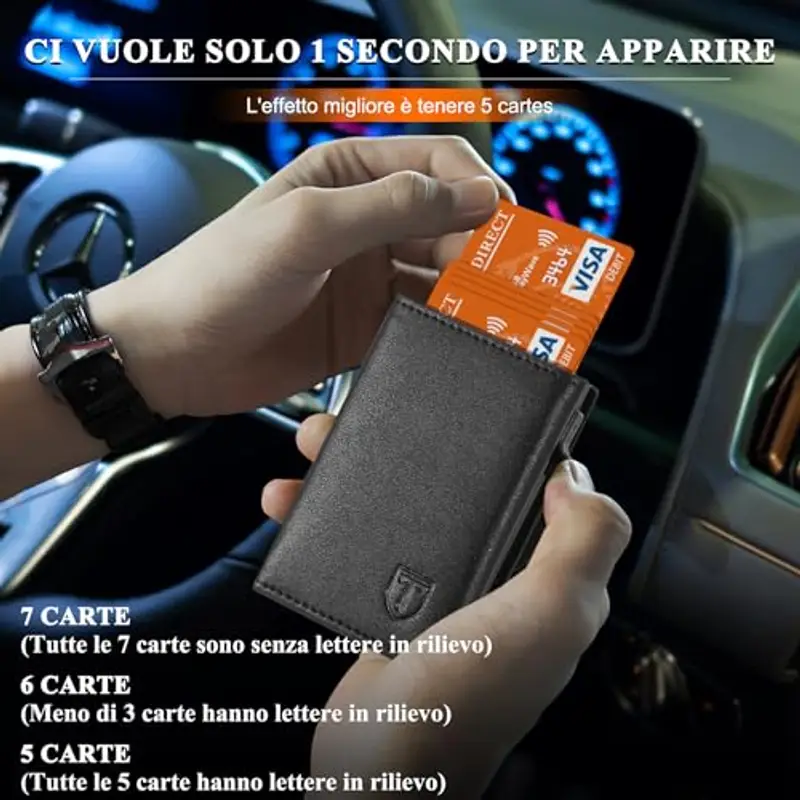 TEEHON Porta carte di credito Uomo Nero 788956 miniatura 3