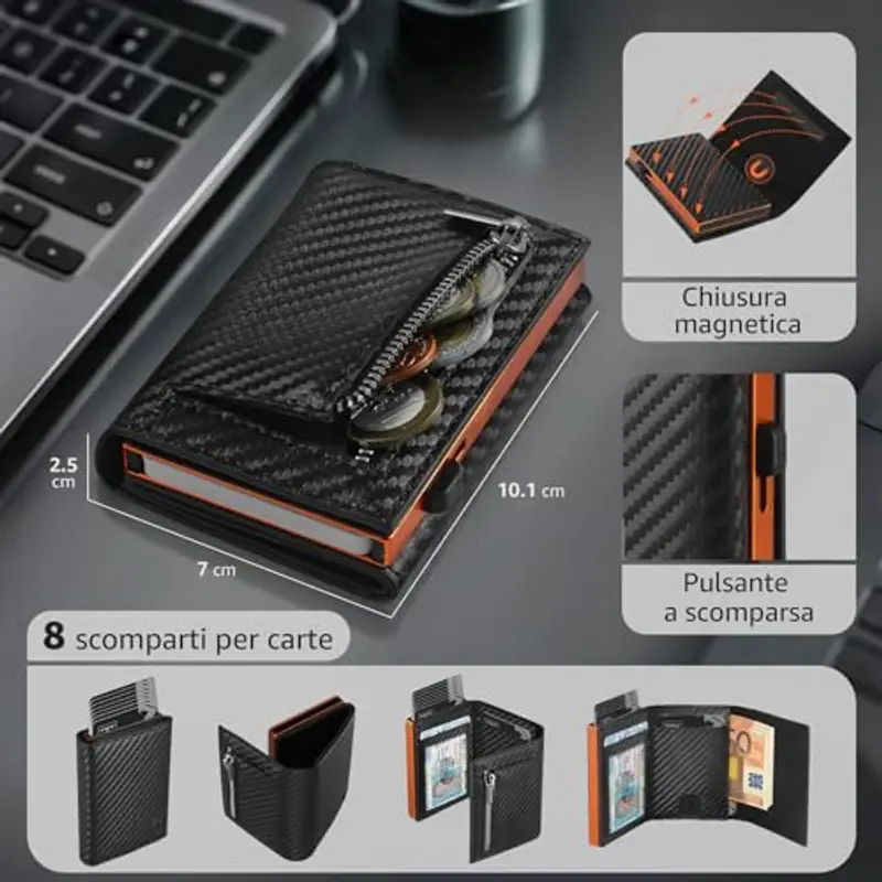 TEEHON Portamonete Uomo Nero 801904 miniatura 2