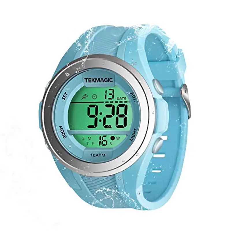 TEKMAGIC Ragazzi Ragazze Orologio da polso per Nuoto, Immersioni in Subacquea 100m Sott'acqua con Funzioni Cronometro, Cronografo, Sveglia, Doppio Fuso Orario, Formato 12/24 Ore