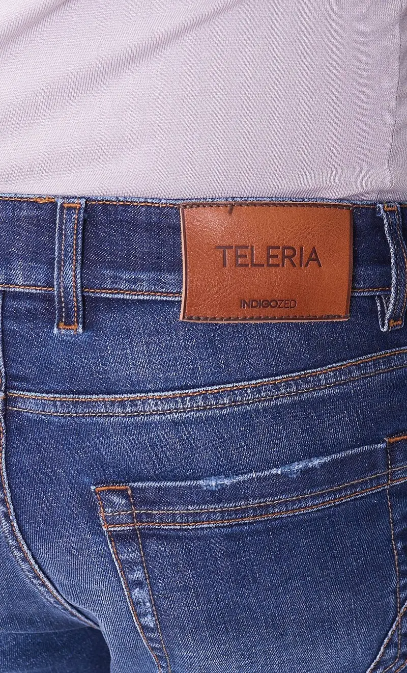 Jeans teleria zed mark bottoni graffiato, colore blu miniatura 2
