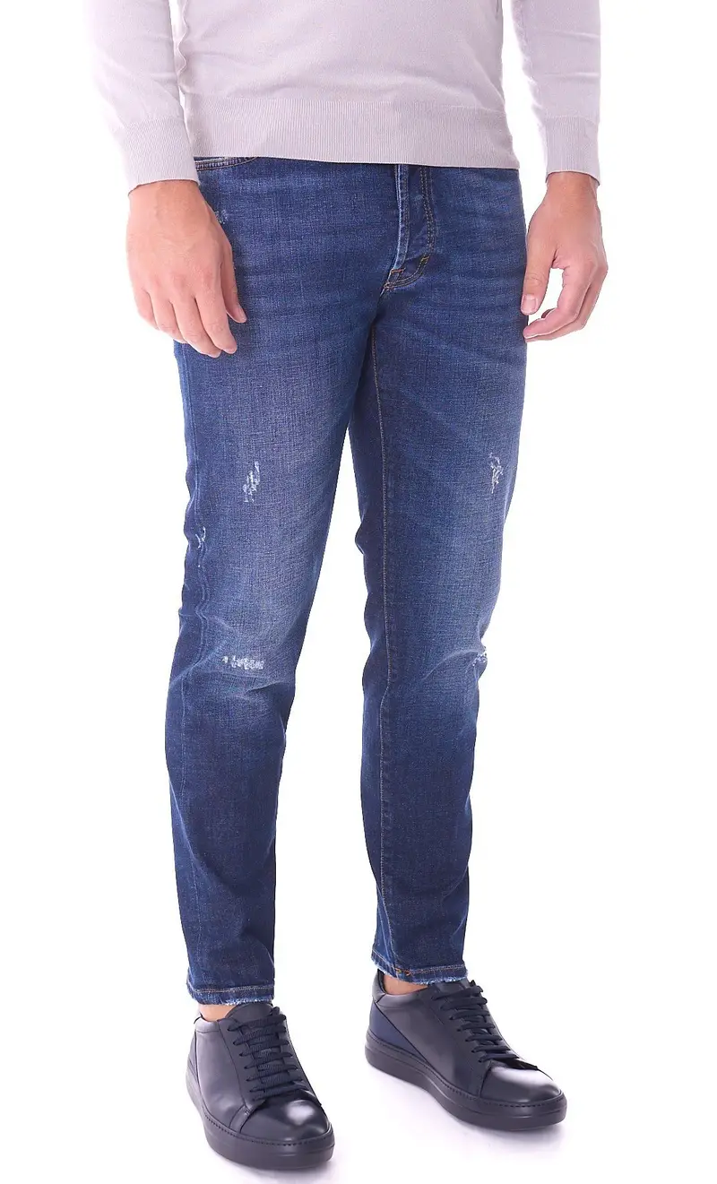 Jeans teleria zed mark bottoni graffiato, colore blu