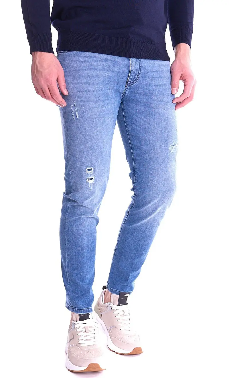 Jeans teleria zed mark leggero con rotture blu, colore blu
