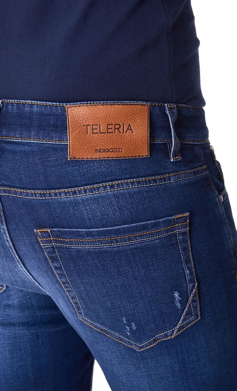 Jeans teleria zed mark leggero con rotture, colore blu miniatura 2