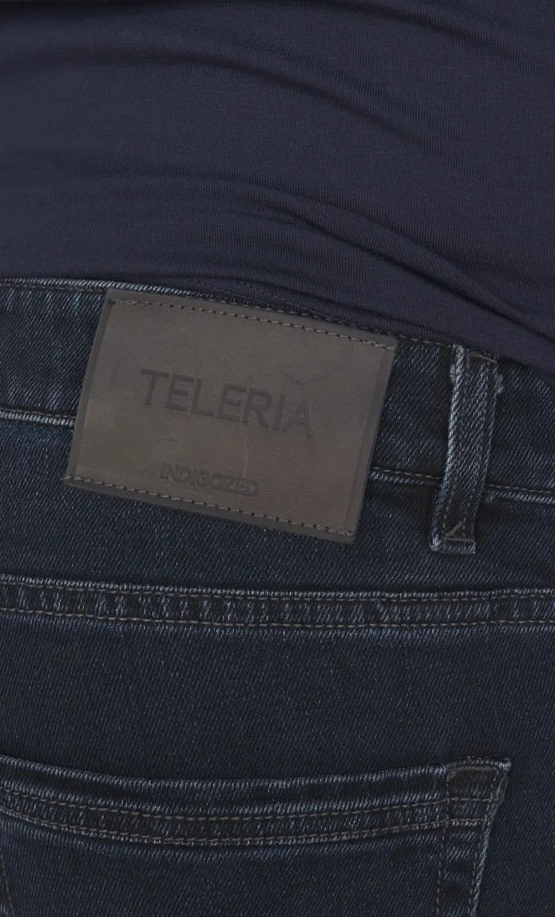 Jeans teleria zed mark zip blu scuro lavato, colore blu miniatura 2
