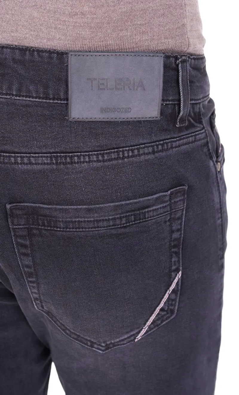 Jeans teleria zed mark zip grigio cimosato, colore grigio miniatura 2