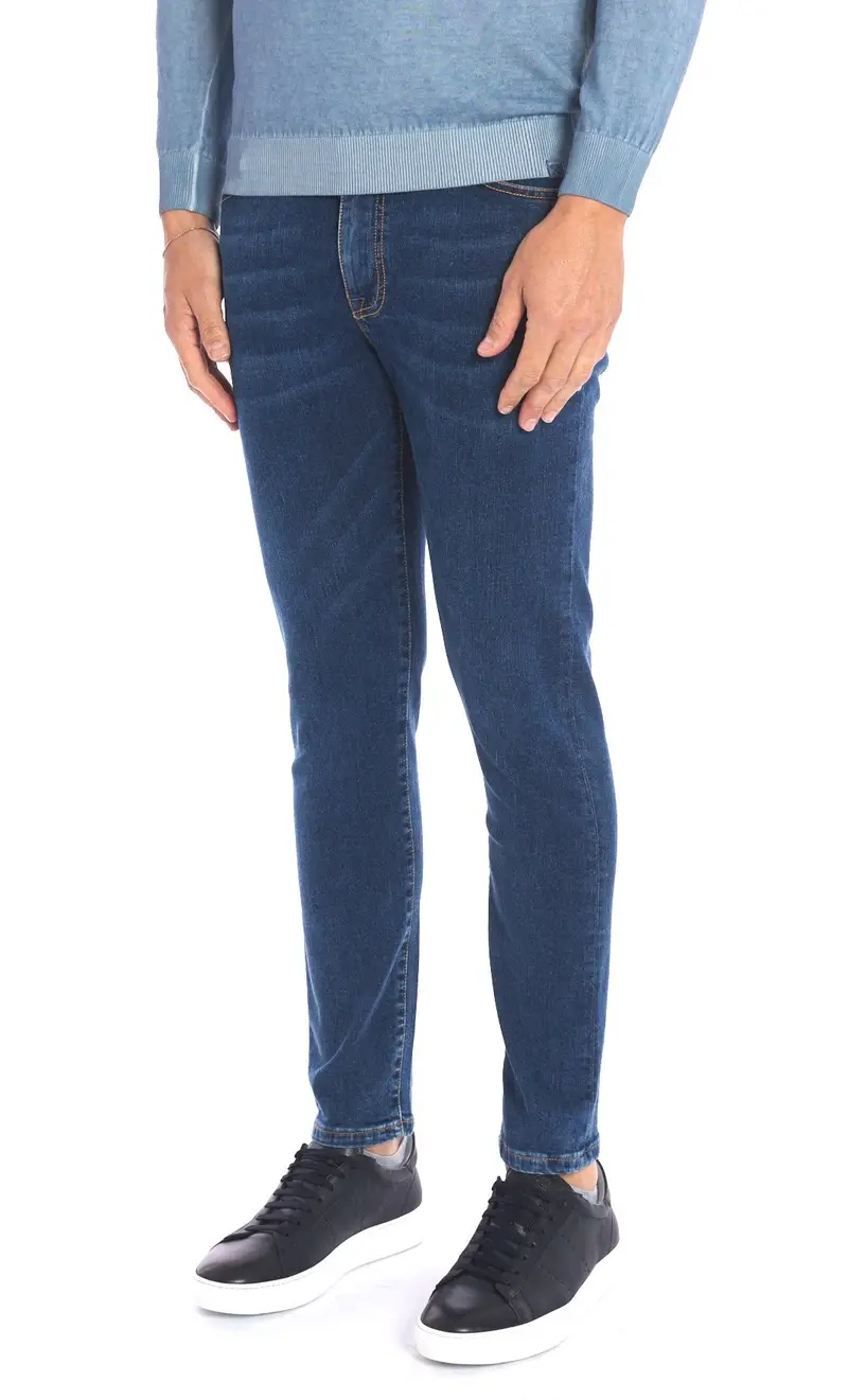 Jeans teleria zed platino mark leggero baffato blu, colore blu