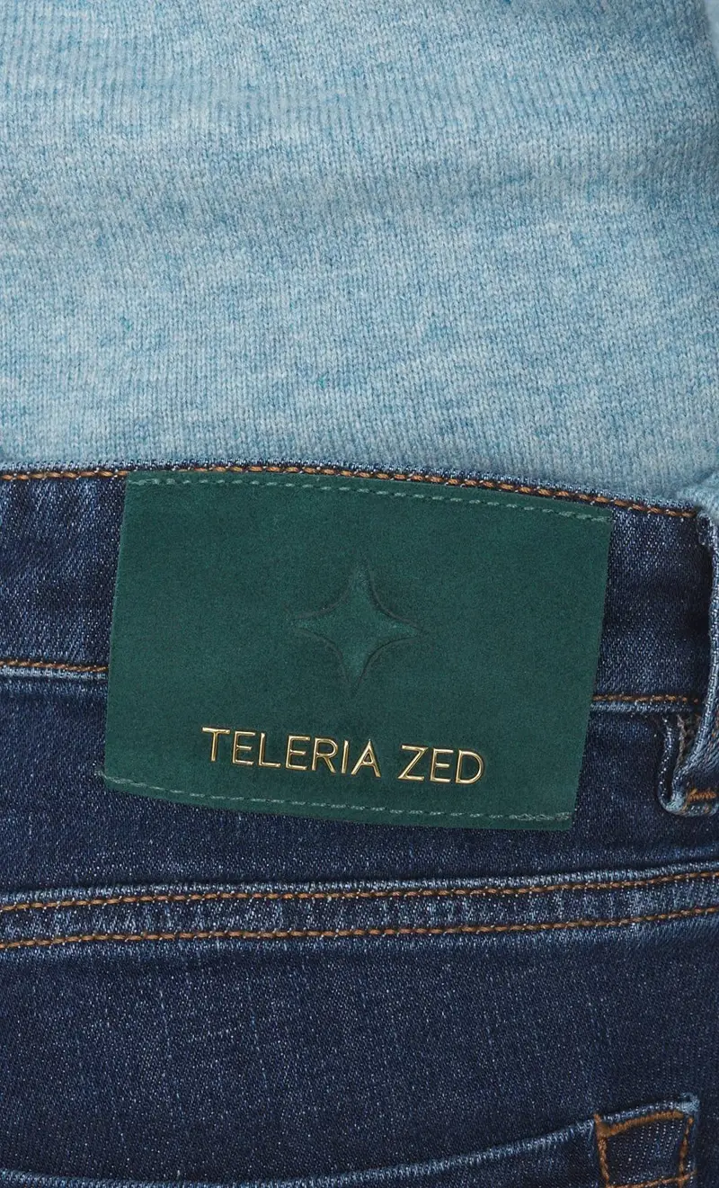 Jeans teleria zed platino mark zip blu navy lavato, colore blu miniatura 2