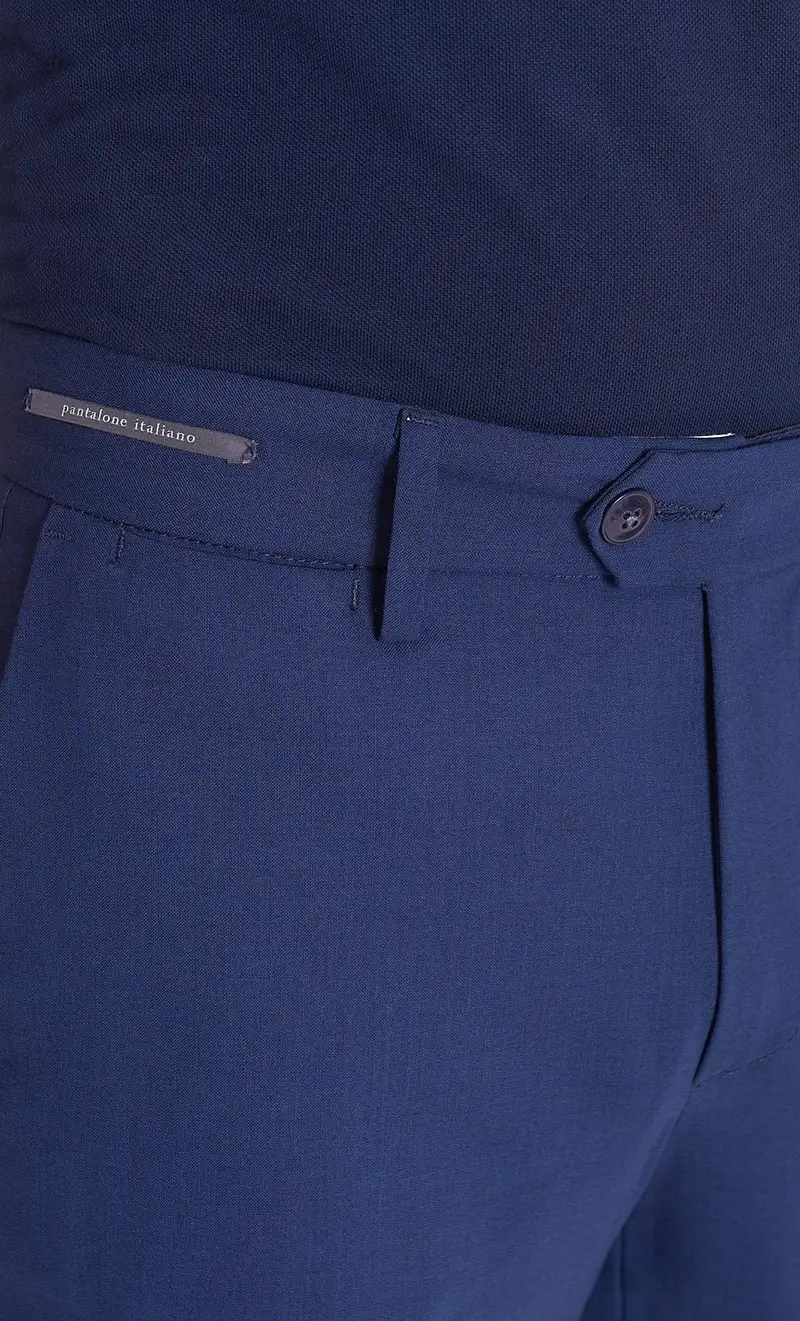 Pantalone in fresco lana elasticizzato teleria zed capital, colore blu miniatura 2