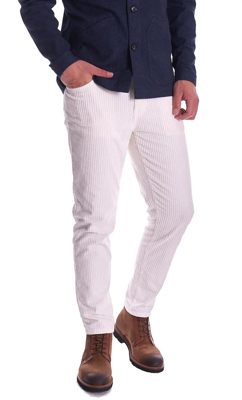 Pantalone in velluto teleria zed mark bianco, colore bianco