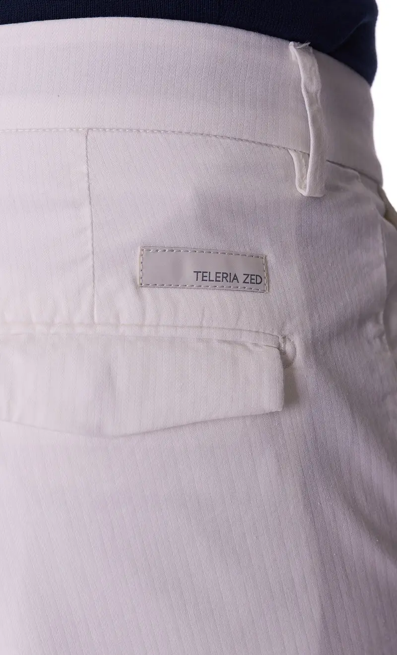 Pantalone rigato teleria zed helmut con pinces, colore bianco miniatura 2