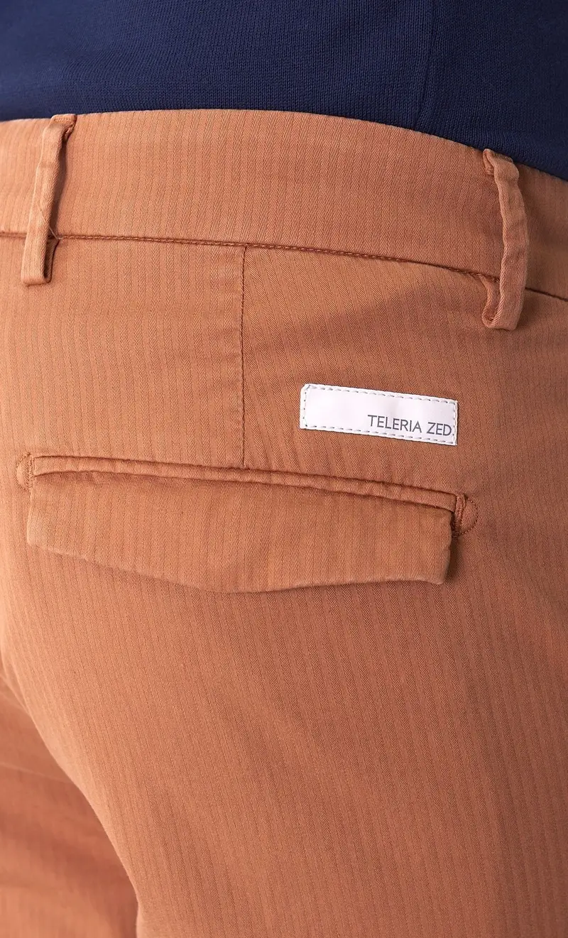 Pantalone rigato teleria zed helmut con pinces, colore cognac miniatura 2