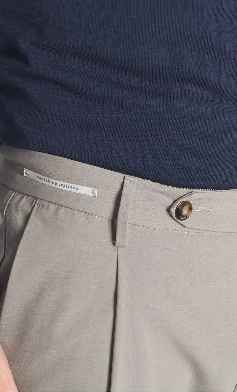 Pantalone teleria zed in fresco lana helmut con pinces, colore tortora miniatura 2