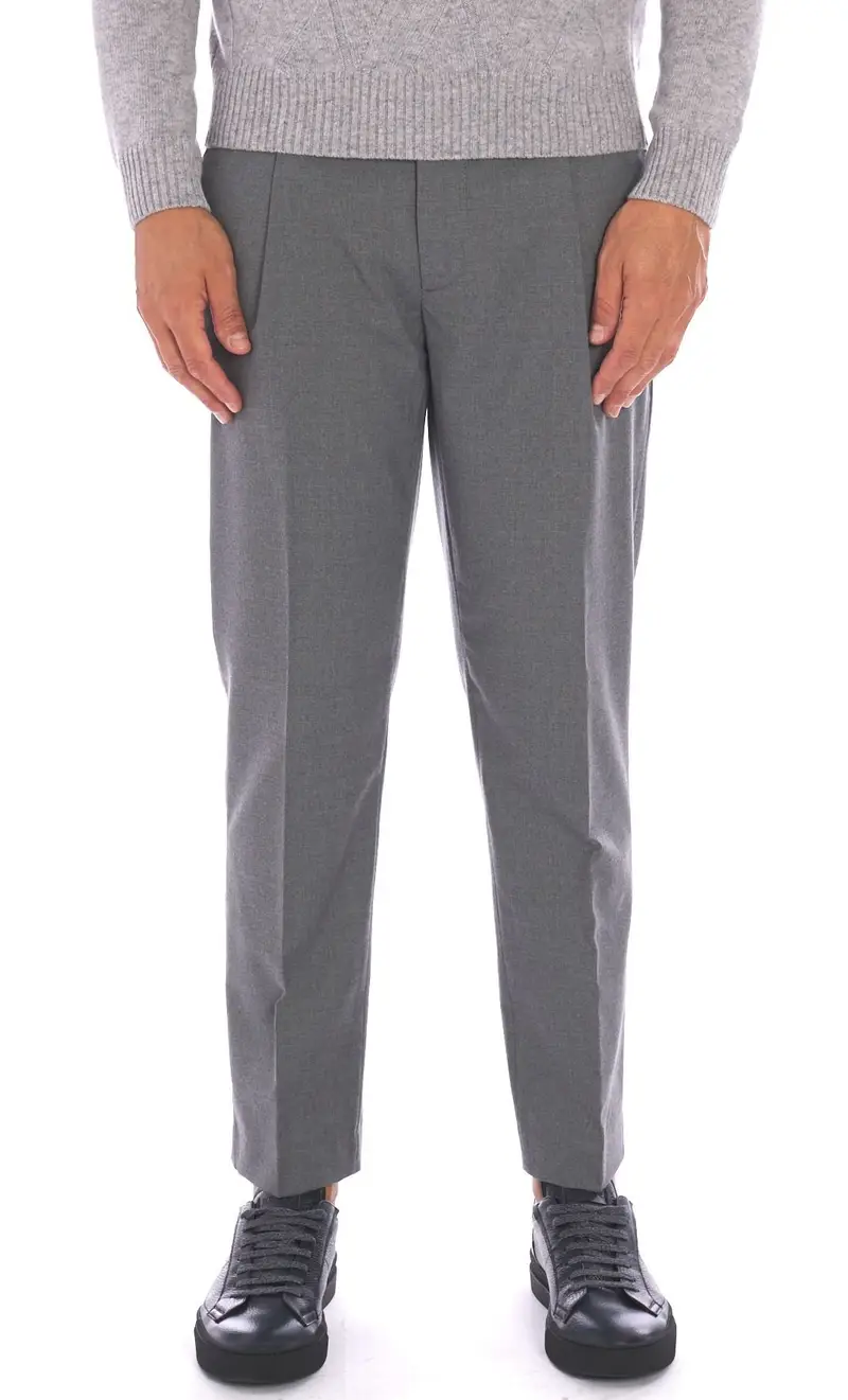 Pantalone teleria zed in lana helmut con pinces, colore grigio