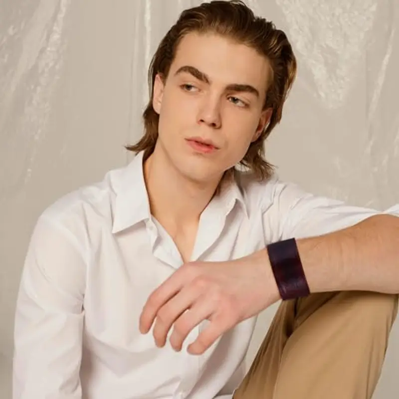 Telooco Bracciale in Pelle Marrone Bracciale Punk Gotico da Uomo Vintage Braccialetto Punk a Scatto in Metallo da Uomo con Polsino con Chiusura di Sicurezza Ottimo Regalo per Ragazzi Papà miniatura 3