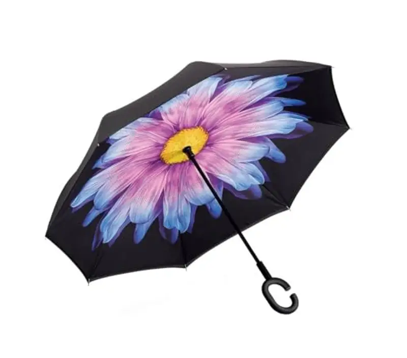 tempo di saldi Ombrello Inverso Reversibile Unica Tinta Auto Apertura Al Contrario Per Pioggia miniatura 3