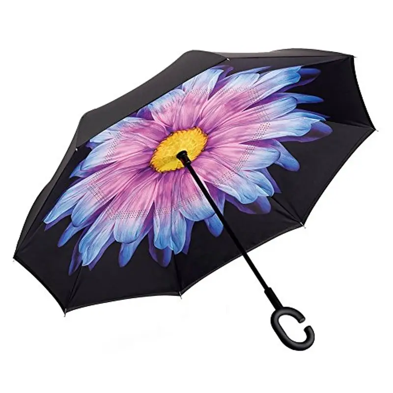tempo di saldi Ombrello Inverso Reversibile Unica Tinta Auto Apertura Al Contrario Per Pioggia miniatura 2