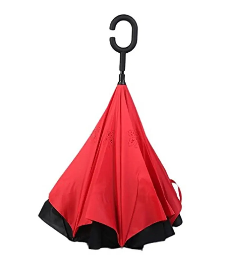 tempo di saldi Ombrello Inverso Reversibile Unica Tinta Auto Apertura Al Contrario Per Pioggia miniatura 3