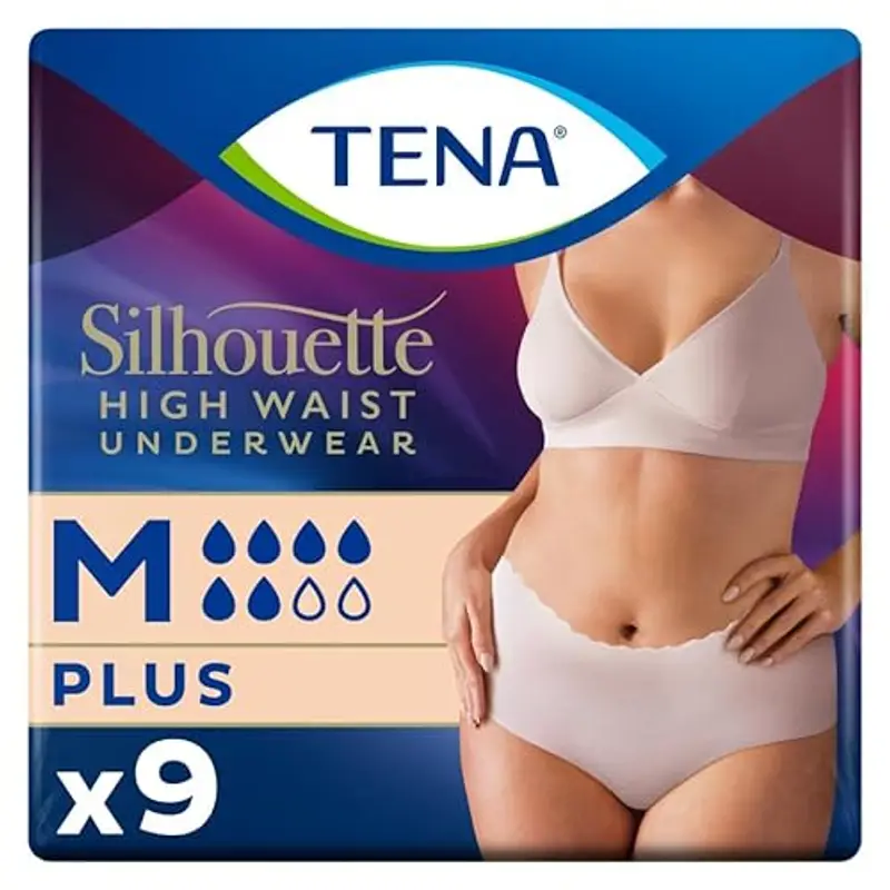 Tena Silhouette, Creme, Vita Alta, Taglia M, Assorbenza Plus, 9 Mutandine
