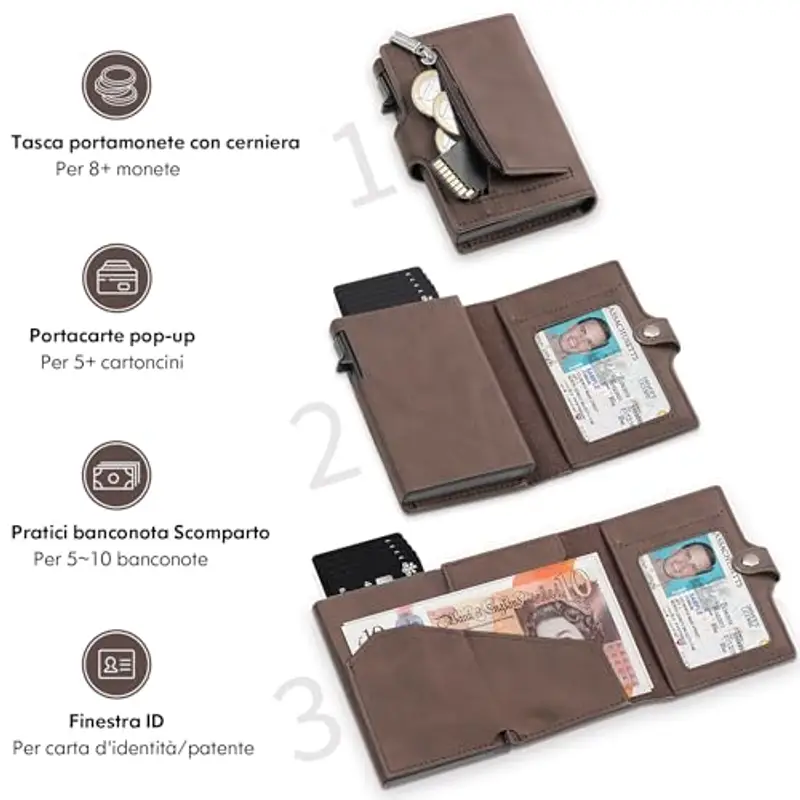 TENBST Portamonete Uomo Testa di moro 943210 miniatura 2