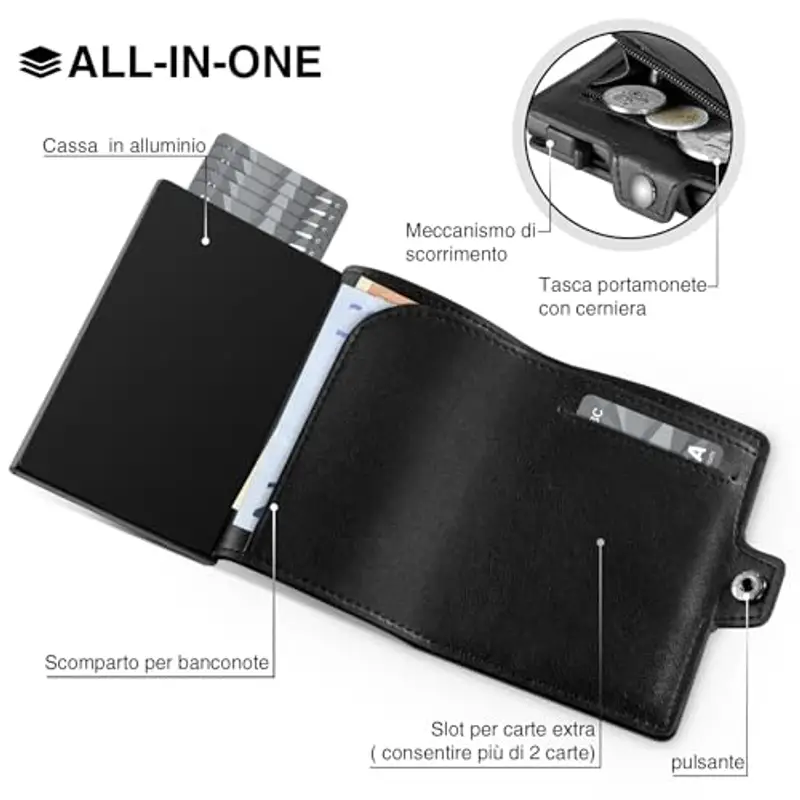 TENBST Portamonete Uomo Nero 943408 miniatura 3