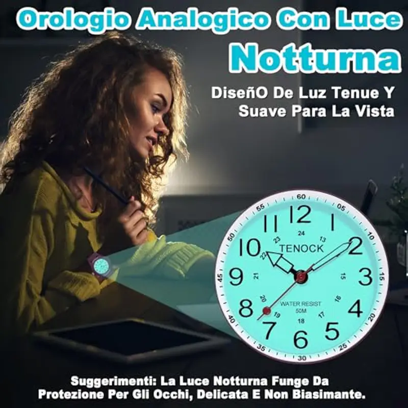 TENOCK Orologio Da Polso Sportivo Da Donna Analogico Al Quarzo 50 M Impermeabile Con Luce Notturna Per Abbinamenti Casual O Attività Sportive (Rosso Rosa) miniatura 3