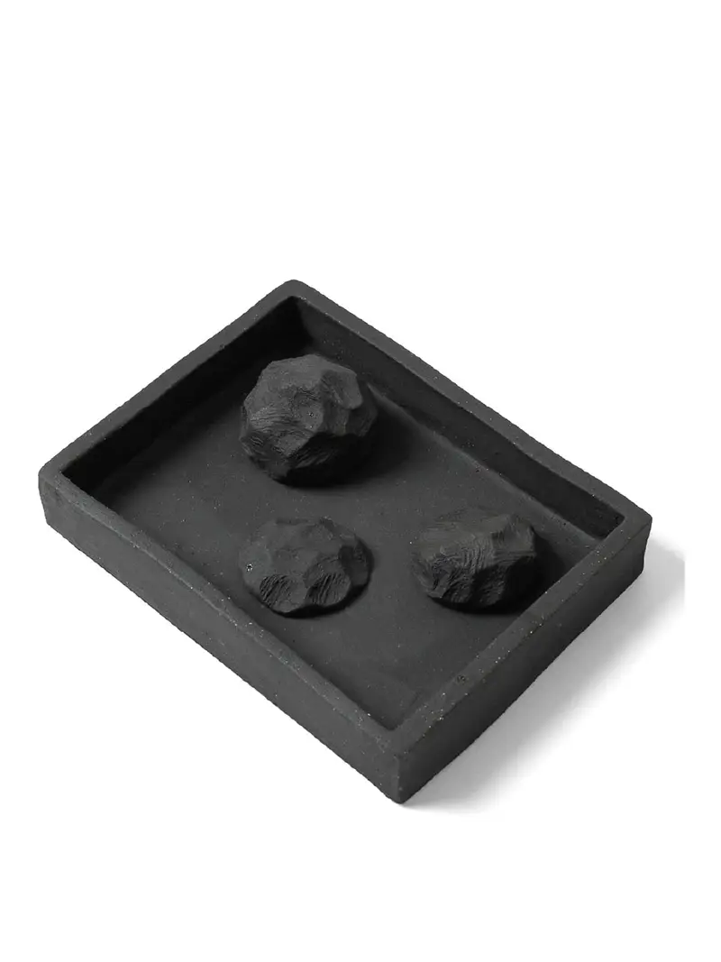 Vassoio In Ceramica Con Pietre Nero