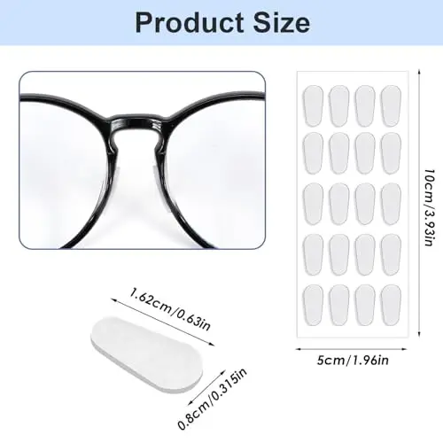 Teouuas 20 Paia Naselli per Occhiali Silicone, Antiscivolo Comodi per d'Aria Naselli, Autoadesiva Nose Cushion for miniatura 2