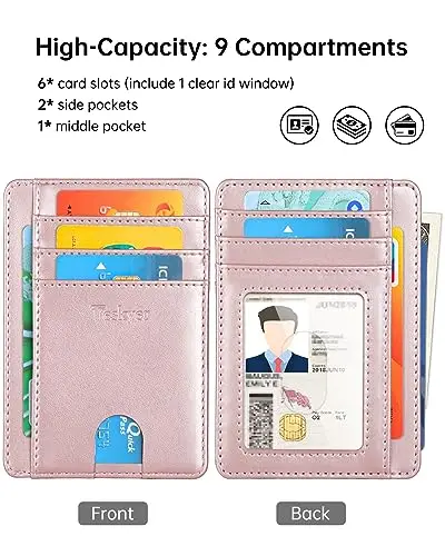 Teskyer Porta Carte Credito Donna, Oro Rosa miniatura 2