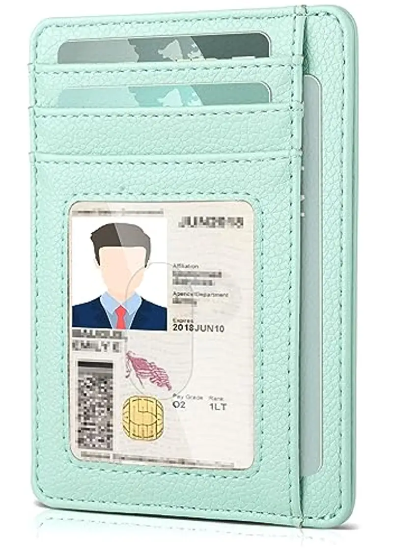 Teskyer Porta Carte Credito Donna, Portafoglio Donna Piccolo Sottile, Protezione RFID, Design Minimalista, Aqua Green